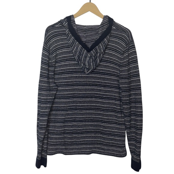 Hollister Navy & White Striped Knit Hoodie Sweater Size L Excellent Condition - Picture 3 of 5